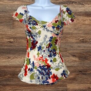 David Lawrence 100% Silk Sleeveless Blouse Floral Baby Doll Y2K Flowy Tank Top